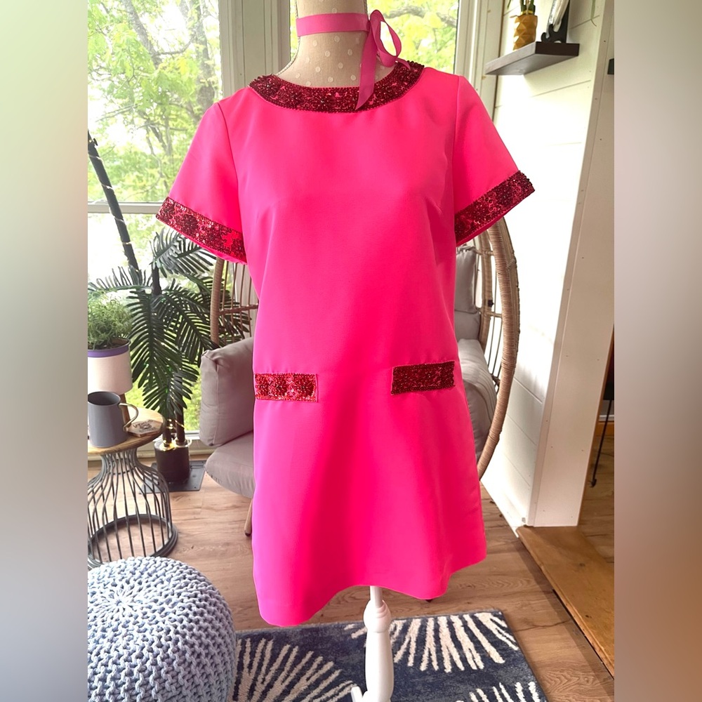 Sail to Sable Pink Dress with Sequin Trim